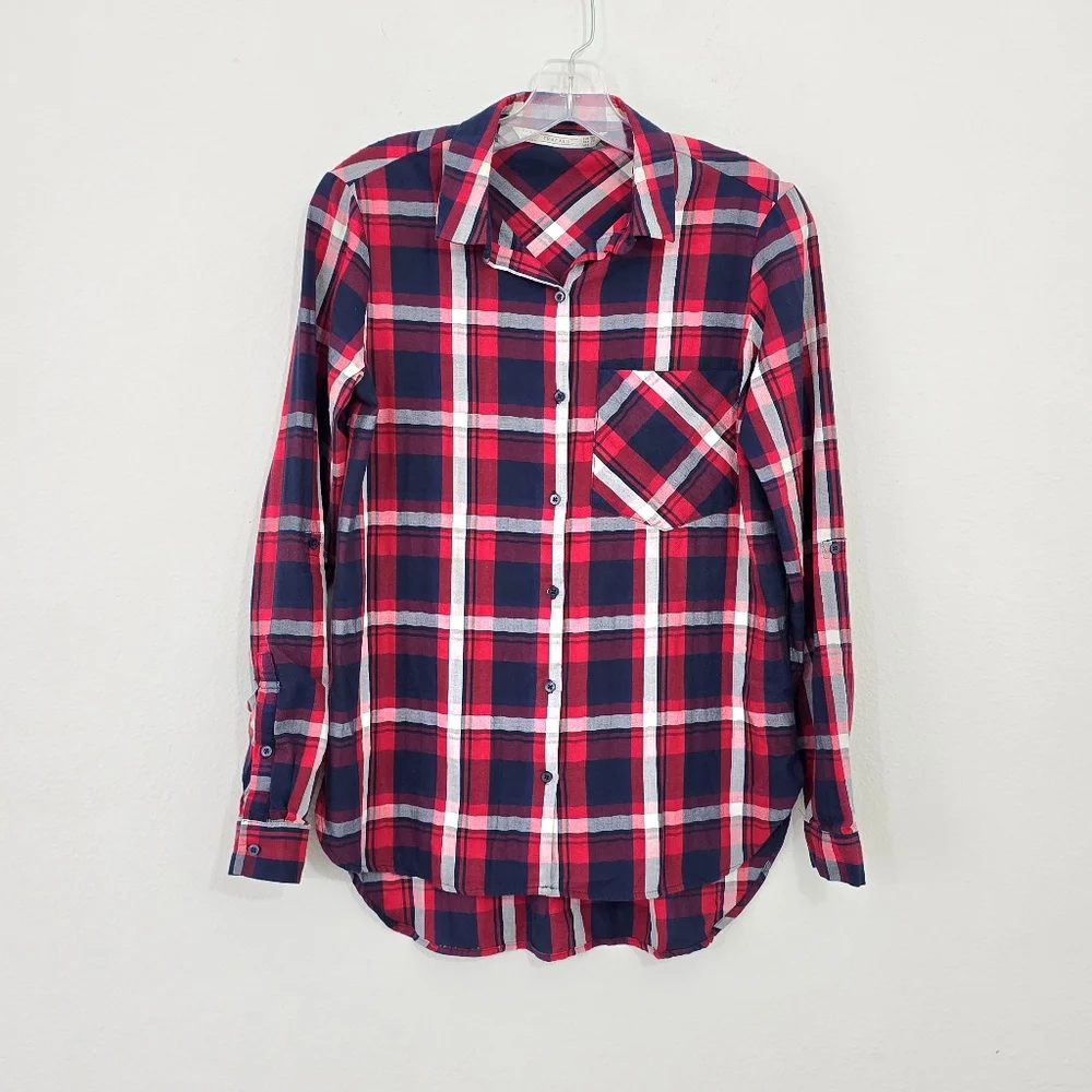 Zara Plaid Button Front Shirt - Picture 1 of 3